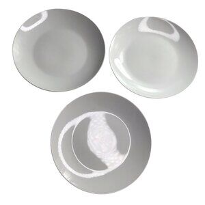 Set of Three Medium Dinner Plates, White, DENMARK Brand. Salad Appetizer Dinner